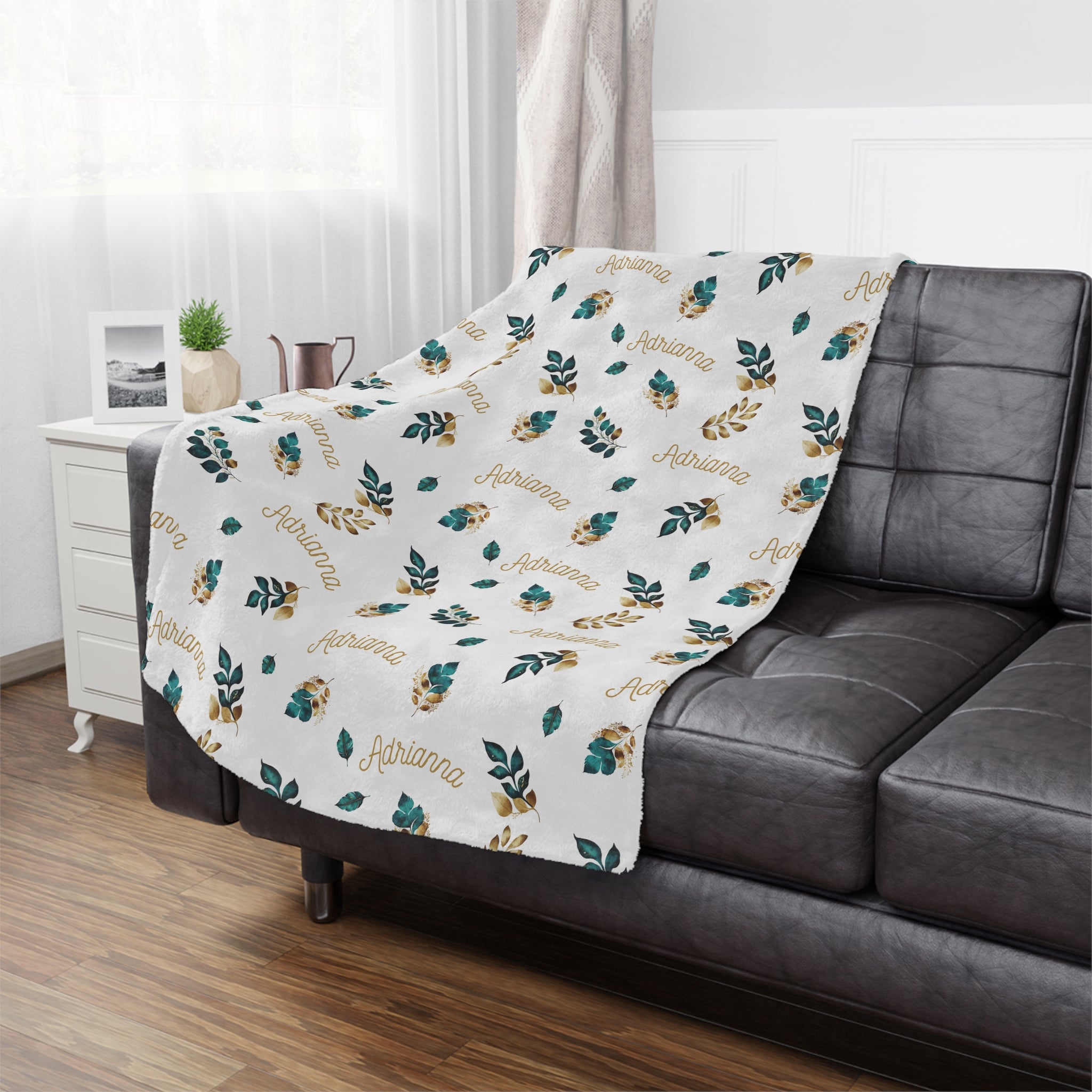 Golden Green Leaves Unisex Blanket