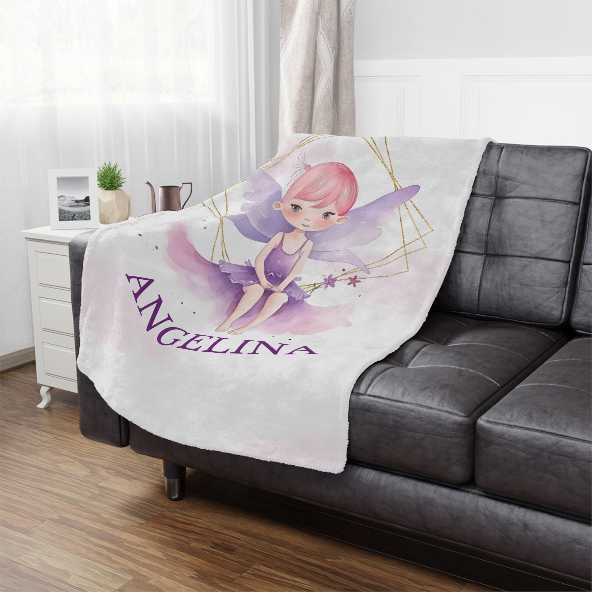 Pink Dreaming Feya Girl Artistic Blanket