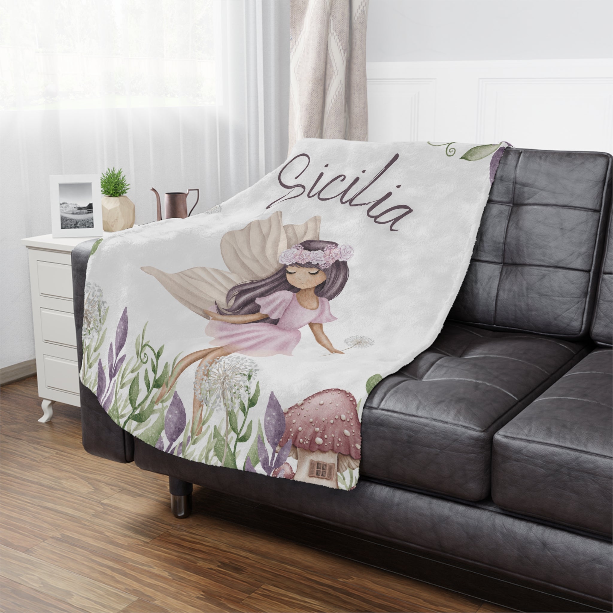 Forest Pink Feya Girl Artistic Blanket