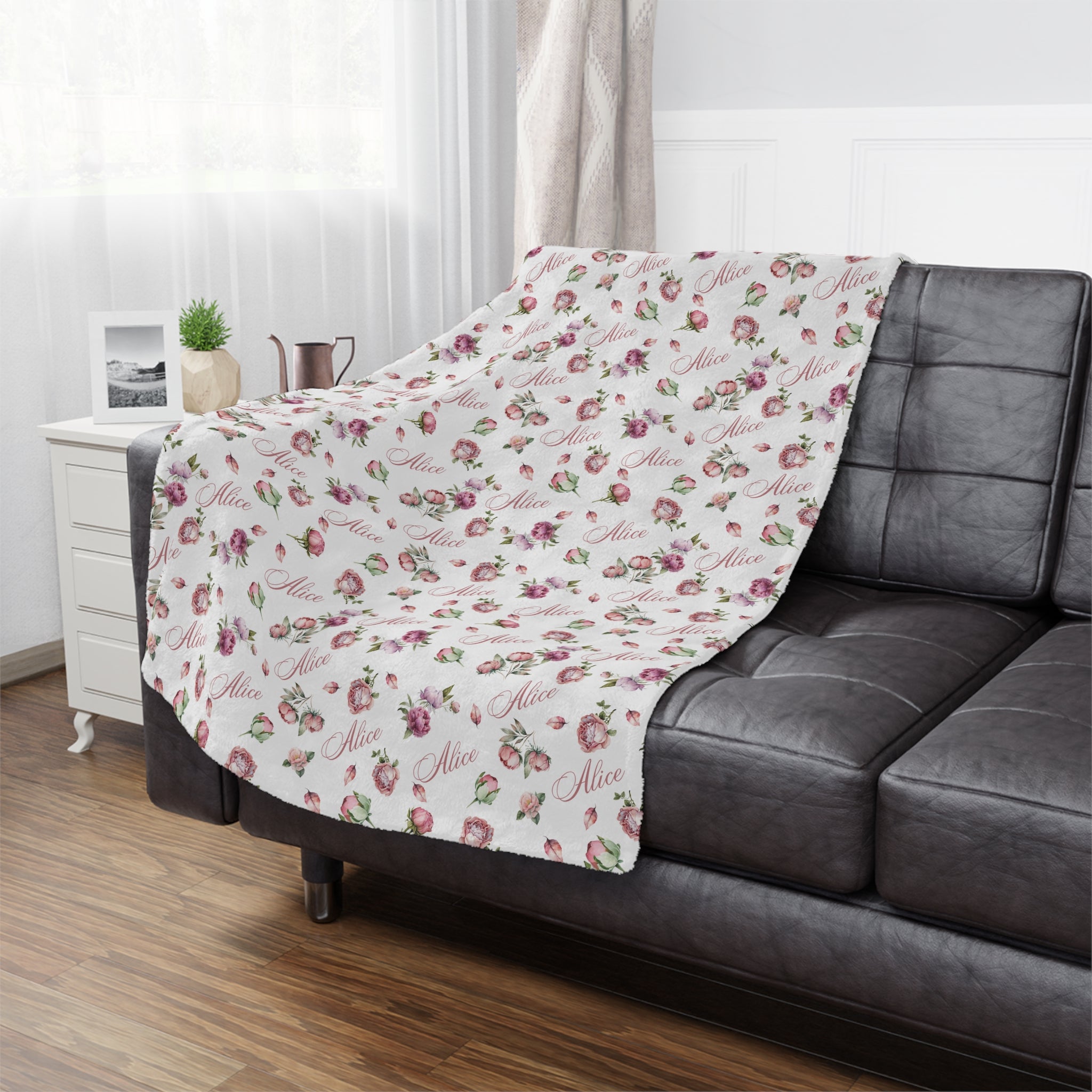 Pink Peonies Minkey Blanket