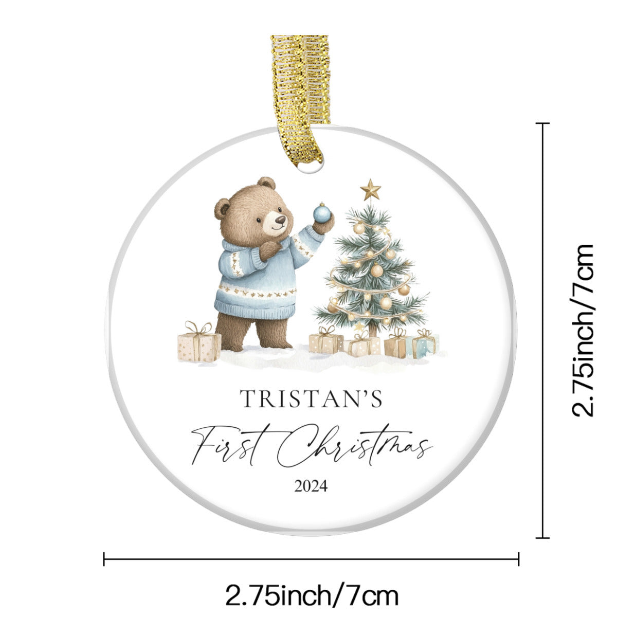 Teddy bear blue Christmas ornament